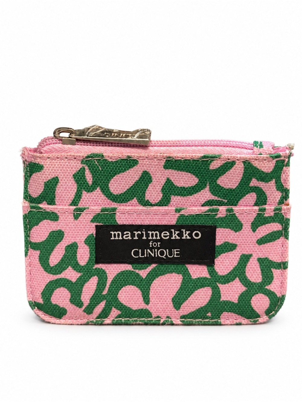 Clinique x Marimekko Pink and Green Printed Card Pouch